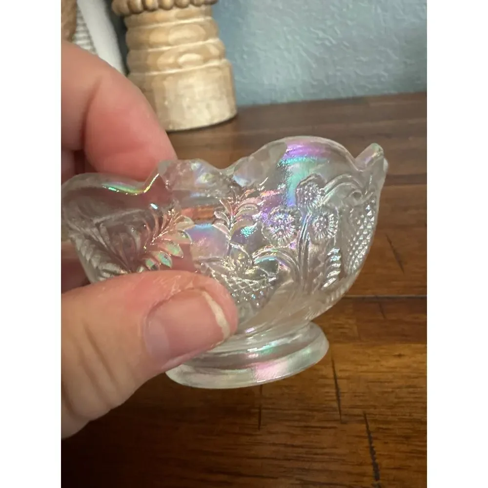 Vintage Fenton Clear Iridescent Glass Strawberry Fairy Lamp - Picture 7 of 9